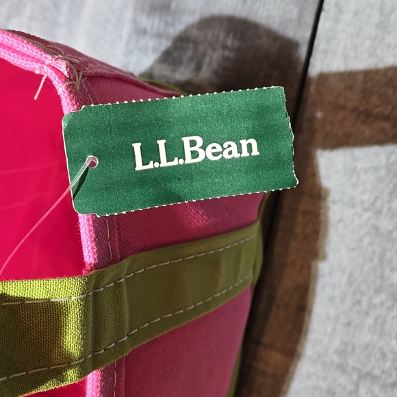 NWT L.L. Bean Boat And Tote Canvas Bag Colorblock Pink Green - Picture 5 of 10